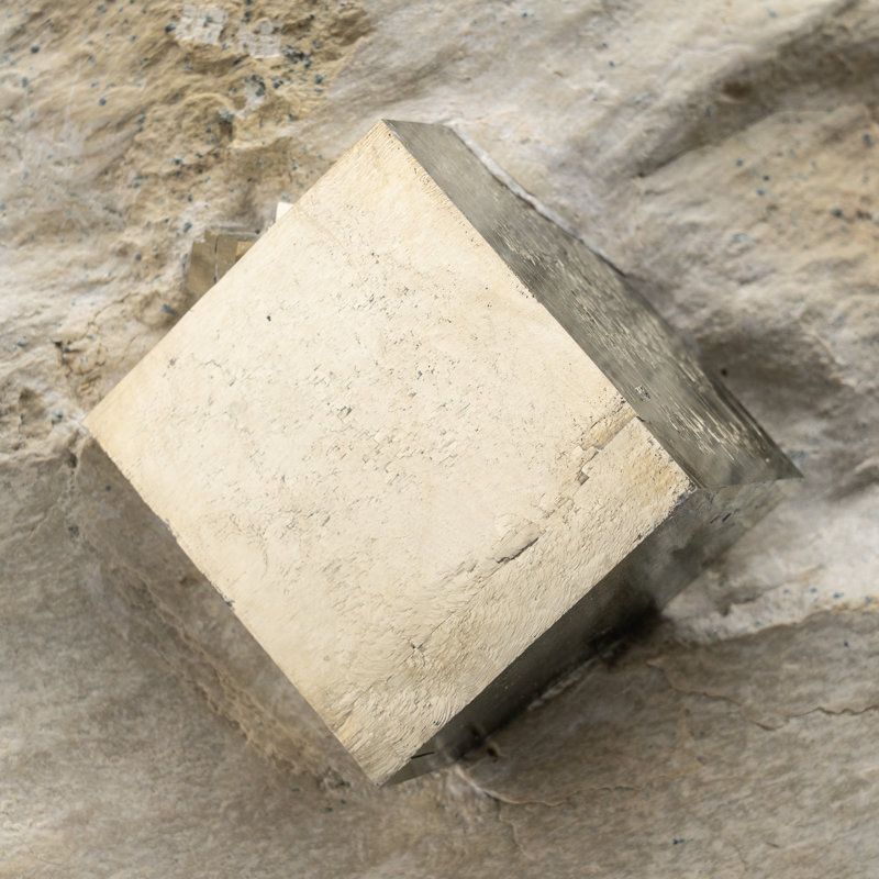 Large Genuine Pyrite Cube on Matrix
