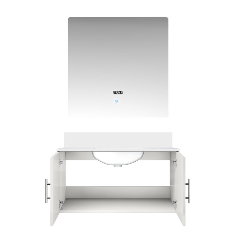 Meuble-lavabo de salle de bain 36 po X 22 po, comptoir en marbre de culture et miroir à DEL - fermeture en douceur, résistance aux taches, grand meuble-lavabo, plateau, fermeture, égratignure, grand espace