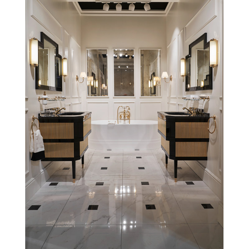 Metropolitan 34.25'' W Single Vanity, Light Gold/Black