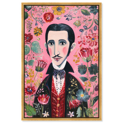Vampire in the Flowerbed Canvas Print Halloween Art Decor by Art Remedy, Gold Frame, 30 x 45