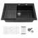 33"L x 22"W Quartz Kitchen Sink Black Drop In Single Bowl Kitchen Sink with Two Faucet Holes