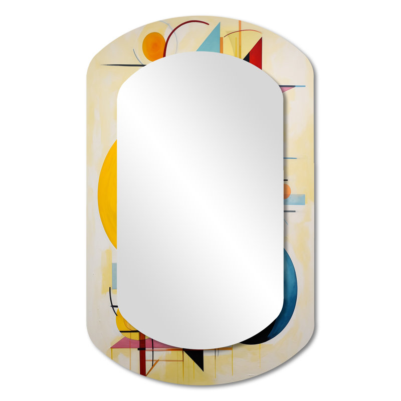 Jaune coucher de soleil jaune délavé - miroir décoratif géométrique asymétrique, miroir cylindrique moderne, impression sur métal