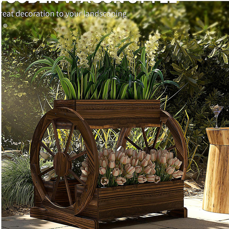 Lit de jardin surélevé à 2 niveaux, jardinières en bois avec trous de drainage, pour fleurs de légumes