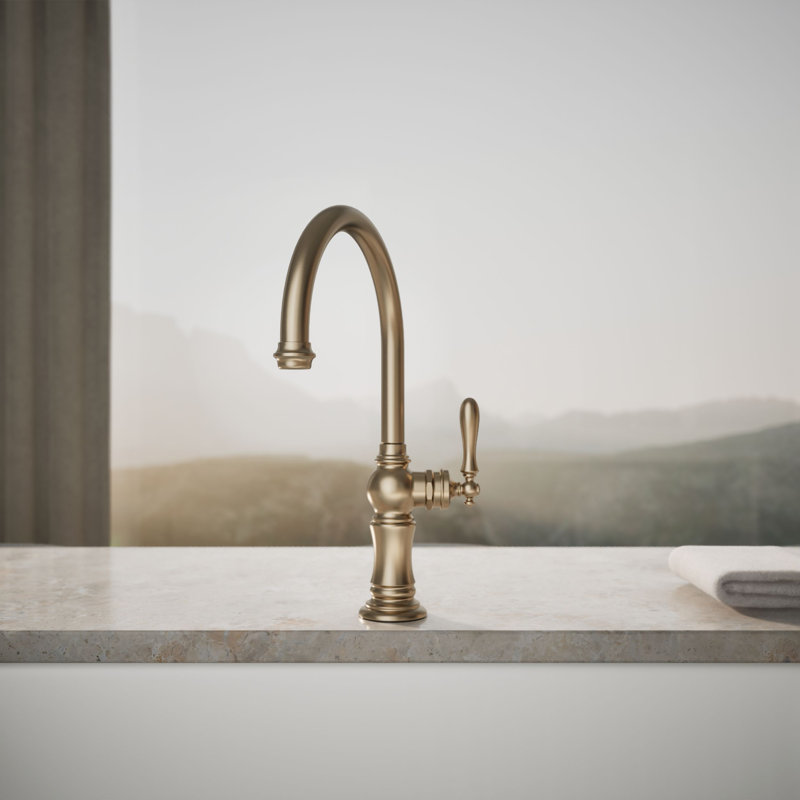 Artifacts® Single-Hole Kitchen Faucet with Swing Spout, Arc Spout Design, Brushed Bronze