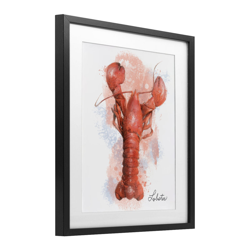 Reproduction encadrée sous verre Coastal Lobster, par Matthew Piotrowicz, Cadre noir minuit, H 16 po x l 13 po