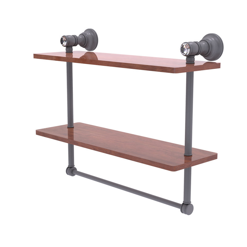 Freyja 2 Piece Ironwood Accent Shelf with Towel Bar, Matte Gray, 5.54" H x 16" W x 9.5" D