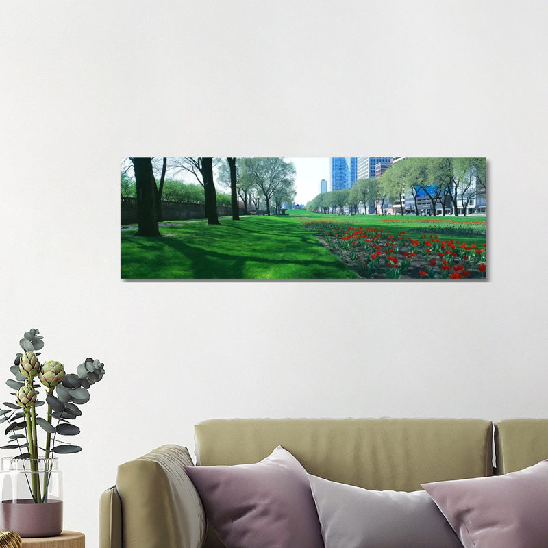 Public Gardens, Loop, Cityscape, Grant Park, Chicago, Illinois, USA by Panoramic Images - Wrapped Canvas Panoramic Print