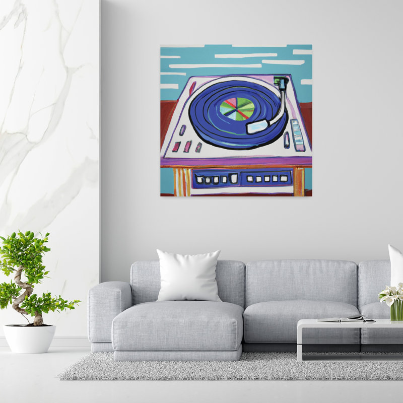 «Groovy Turntable», art abstrait rétro, H 48 po x l 48 po