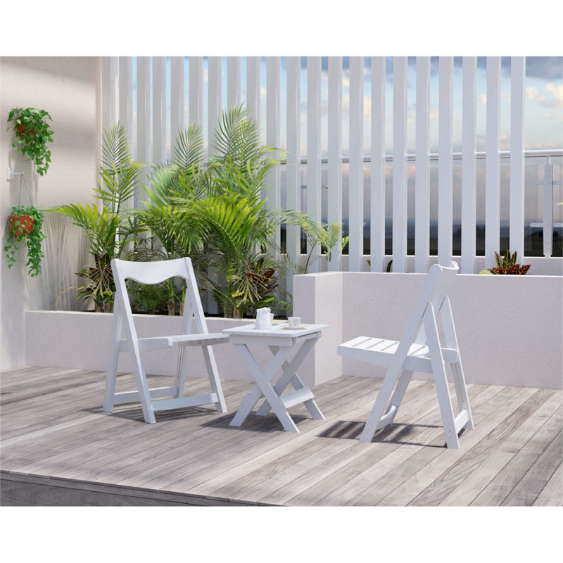 Chaise pliante blanche Hips et table pour l'intérieur et l'extérieur, 2 chaises, espaces charmants