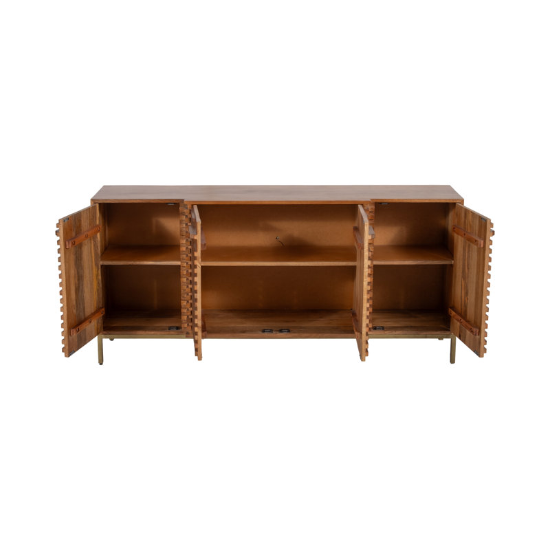 Armoire 2 portes Modern Modern Neutre Mid-Century, bois de manguier, brun, rectangulaire, H 30 po x l 64 po x P 16 po