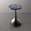 Table d'appoint en métal Cheryll avec plateau à imprimé botanique et base en dôme