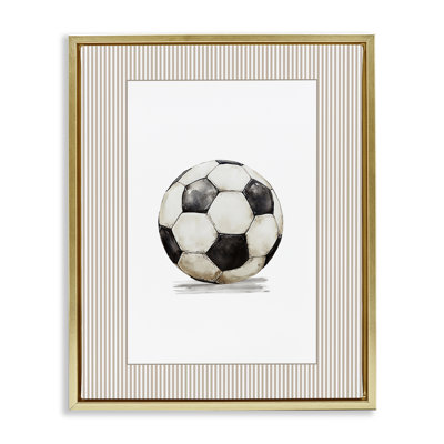 Cadre flottant rétro avec ballon de soccer, design par Christine Simpson Art