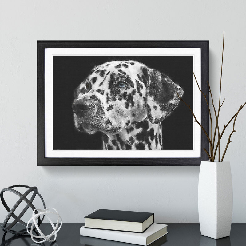 Dalmatian Dog - Picture Frame Painting, 27cm H x 36cm W x 2cm D, Black Framed
