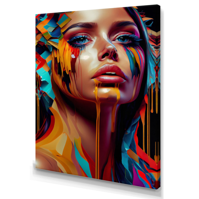 «Vibrant Creative Woman Portrait VII», impression sur toile, H 20 po x l 12 po x P 1 po, Toile tendue