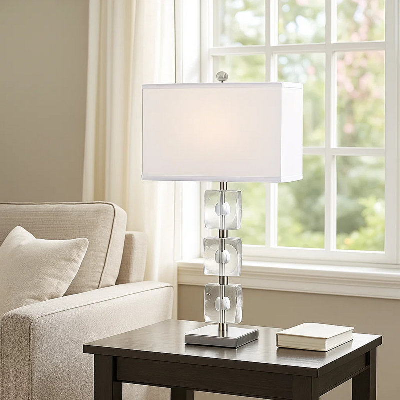 Lampe de table argentée 28,5 po Youssouf