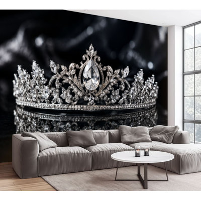 Murale papier peint peler et coller tiare couronne royale photos Chapeaux bijoux autocollant amovible papier contact mural pour salon chambre à coucher H 100 po x l 144 po