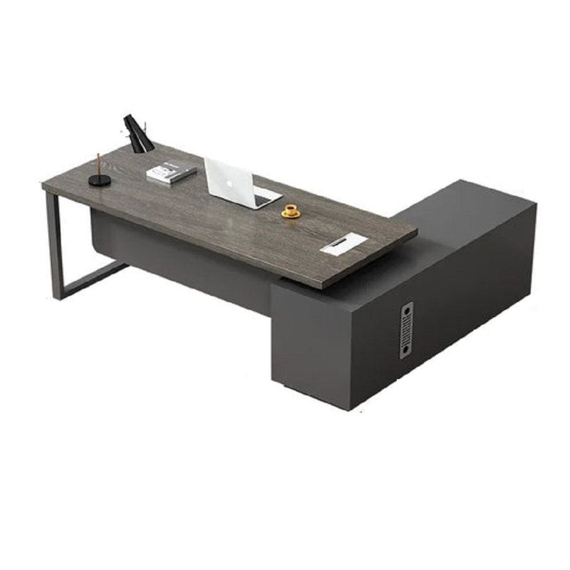 Nakeeta L-Shaped Executive Desk, 75cm H x 240cm W x 80cm D, Grey