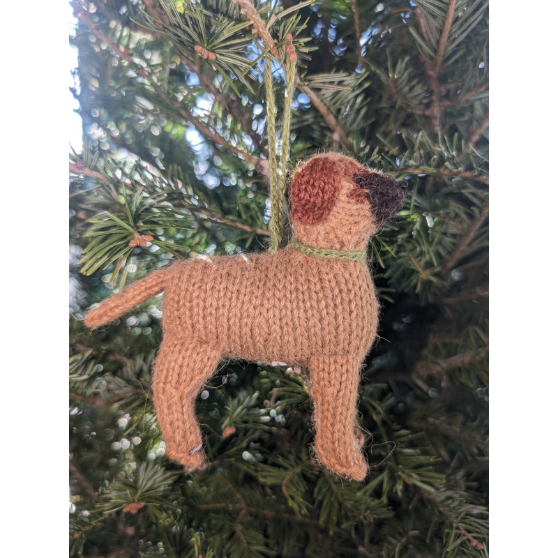 Hand Knit Alpaca Christmas Ornament Bullmastiff Dog Hanging figurine