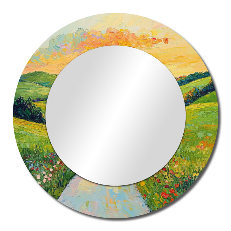 "Countryside Road In Summer I" - Art mural en miroir - imprimé sur métal, 23 po x 23 po