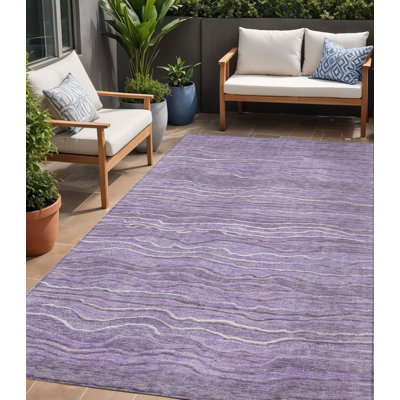 Tapis d'intérieur lavable abstrait mauve et lavande 5 pi x 8 pi Andrea