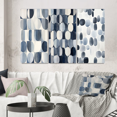 " Universal Grid Circular Watercolor Retro Blue " 3 - Pieces