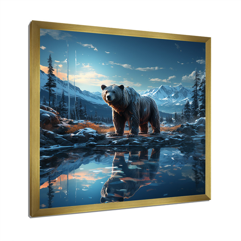 Abstrait d'un ours en harmonie I, Encadrement doré, H 24 po x l 24 po x P 1 po