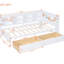Lit de jour en bois simple avec 2 tiroirs, lit de jour avec tablette de rangement et ports de chargement USB, blanc
