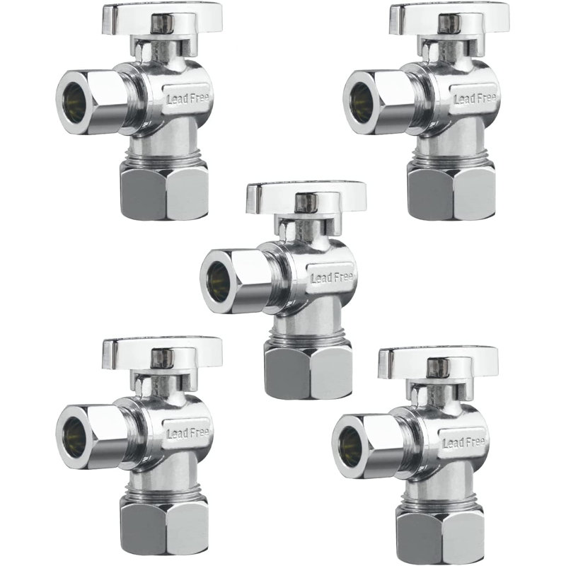 Robinet d'arrêt d'angle, valve d'arrêt de toilette 3/8 "O.D x 1/2" Nominal (5/8 "O.D)