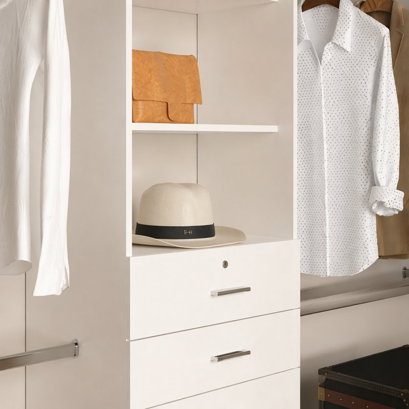 Système de placard, 3 tiroirs, 5 tablettes, Blanc