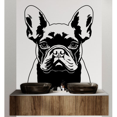Bouledogue français, autocollant mural, décor de chien, chien, art mural, amoureux des animaux, chien, salle de bain, adhésif mural, autocollants, vinyle, 006DE