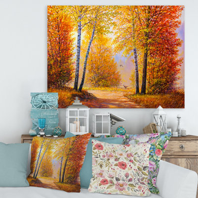 " Morning Sunlight Through The Autumn Trees " Painting Print