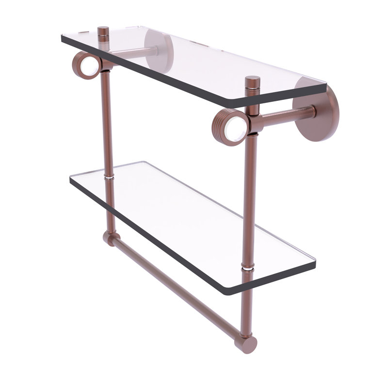 Tablette murale double verre Margolis, H 12,8 po x l 16 po x p 5,6 po, Cuivre antique