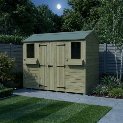 Total Sheds 14ft x 4ft Apex Summer Shed - Toughened Glass External Planters - Pressure Treated Timber - UK Manufactured
