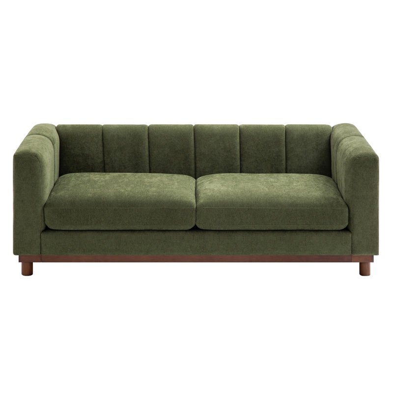 Canapé moderne 78,7 po pour canapé, salon, appartement et petit espace, Chenille verte, Brun