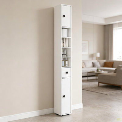 Armoire de coin mince, petite armoire de rangement pour salle de bain, armoire à papier hygiénique