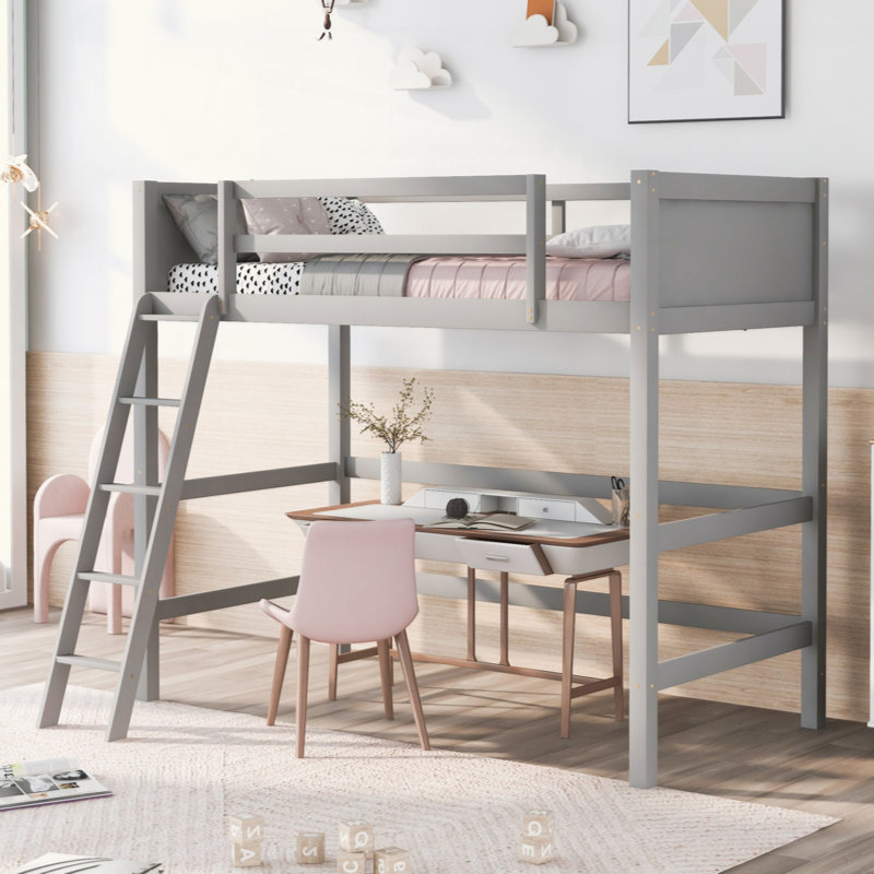 Solid Wood Loft Bed With Ladder