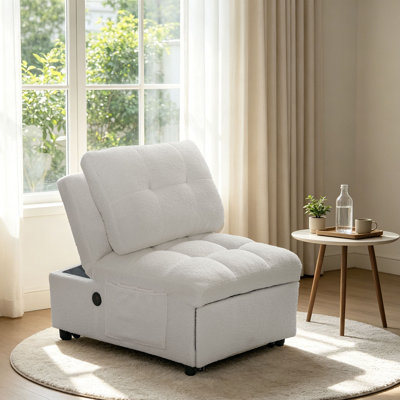 Canapé-lit simple multifonctionnel avec poches de rangement, méridienne convertible