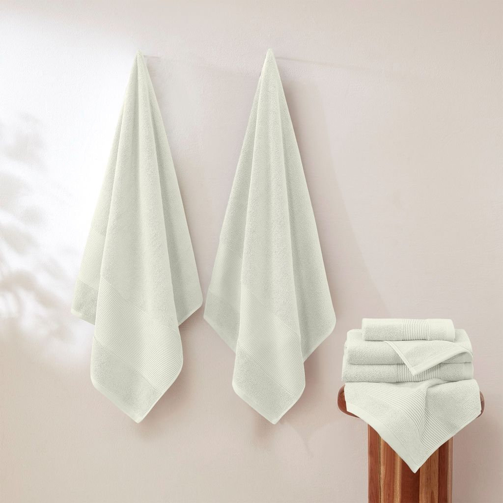 6-Piece Zero-Twist Cotton Towel Set, Ivory