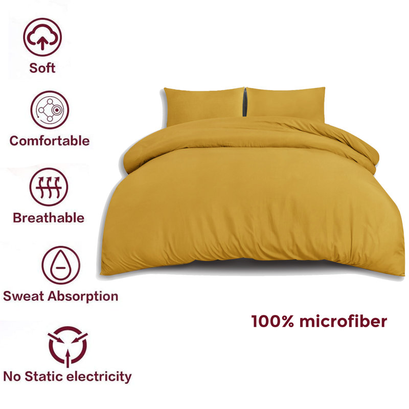 Jermelle Microfibre Modern & Contemporary Duvet Cover Set, Ochre