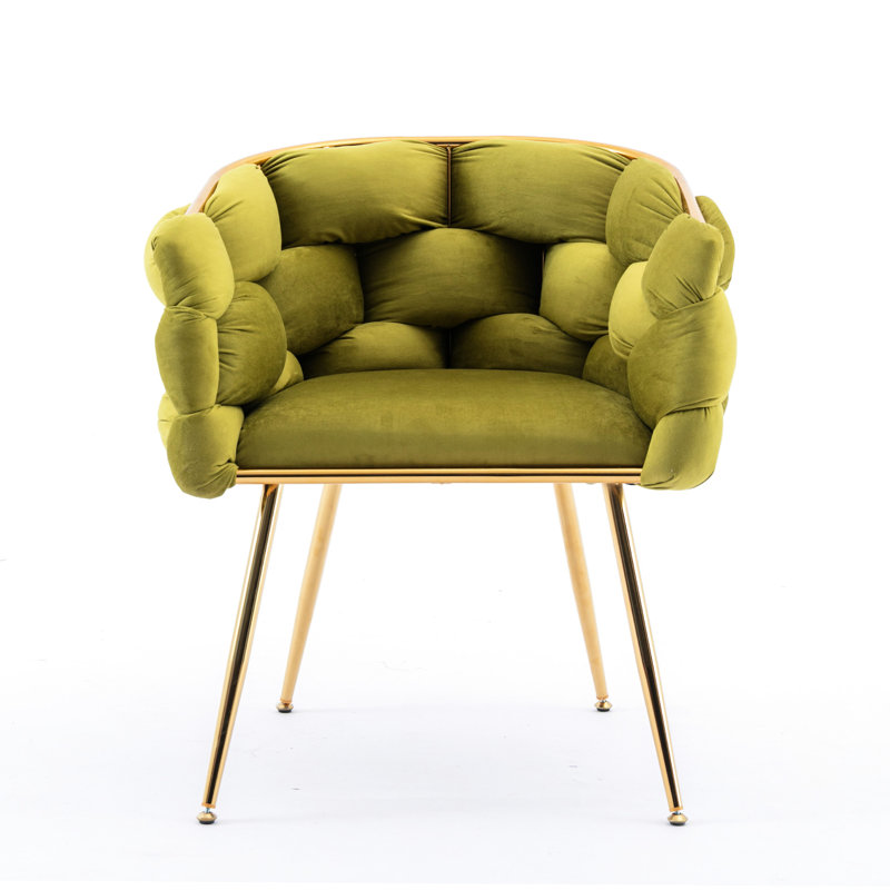 Velvet Single Chair With Comfortable Padding, For Home And Bedroom Use, Olive Modern Accent Chair, Seating Experience - Of 2
