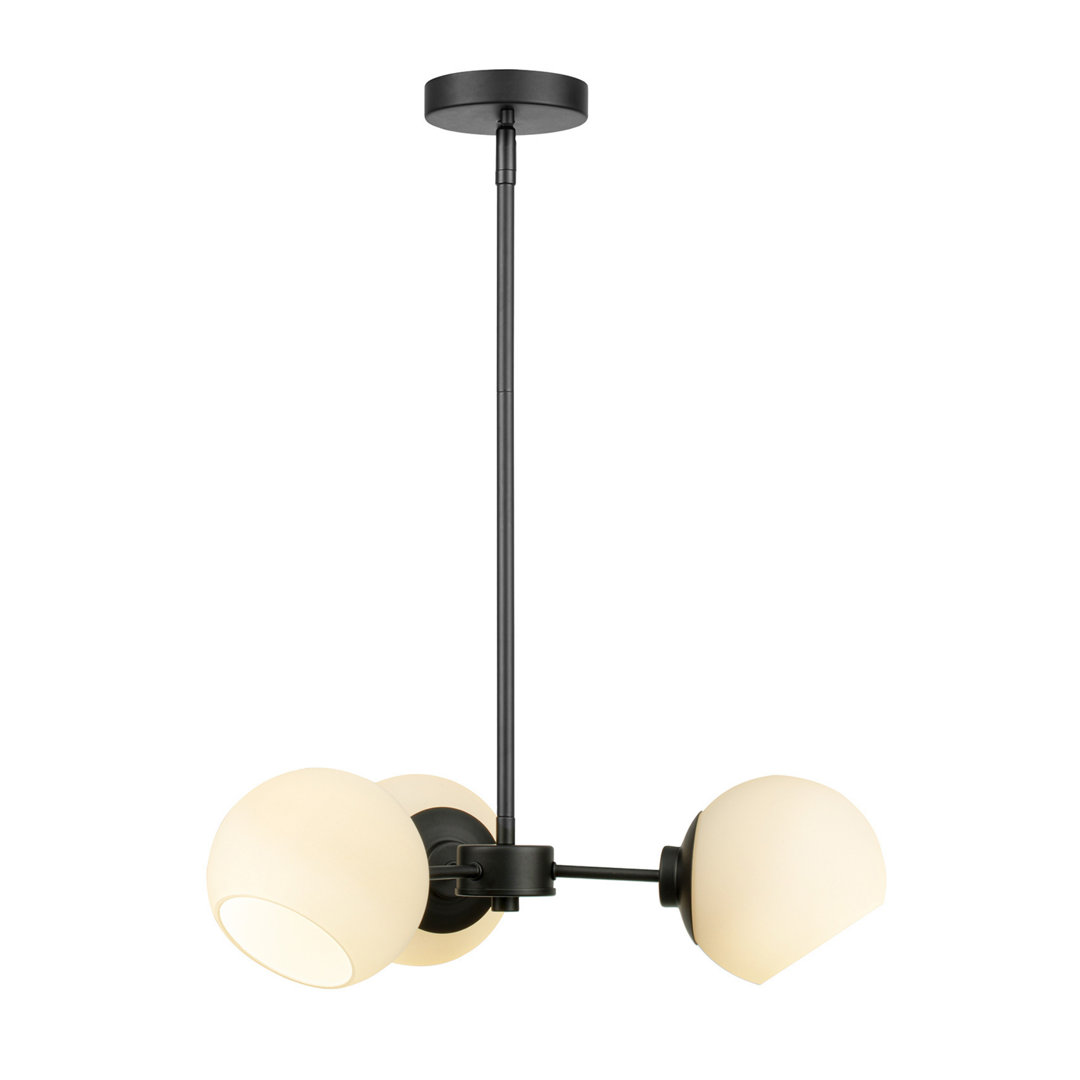 Stoll 3-Light Chandelier Matte Black with Opal Glass Prominence Home