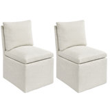 19" Wide Modern Beige Dining Chair With Padded Backrest
