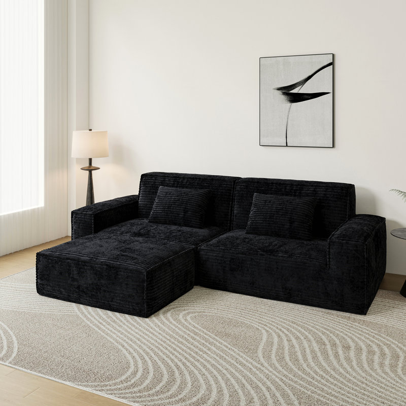 Grand canapé à compression 106,3 pouces, Noir