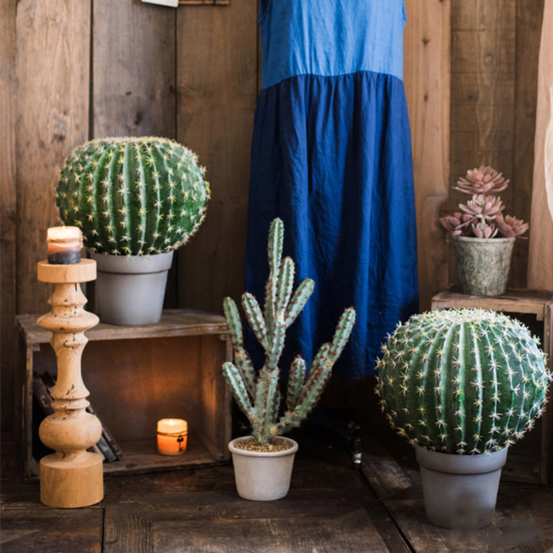 Cactus artificiel dans un pot, H 17,3 po x l 13,8 po x P 13,8 po