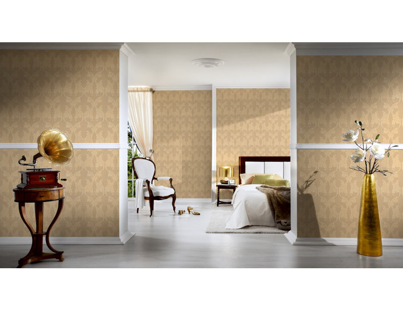 Tessuto 10.05m x 53cm Wallpaper, Beige/Orange