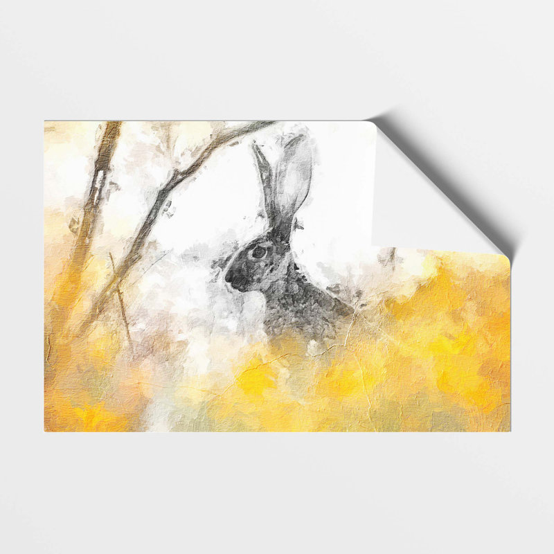 Alert Hare In The Meadow In Abstract - No Frame Painting, 42 cm H x 59.4 cm W