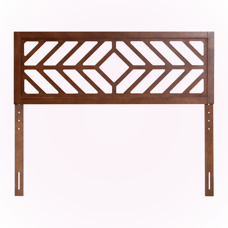 Premala Adjustable Height Queen Size Wood Headboard in Geometric Cutout Design, Queen