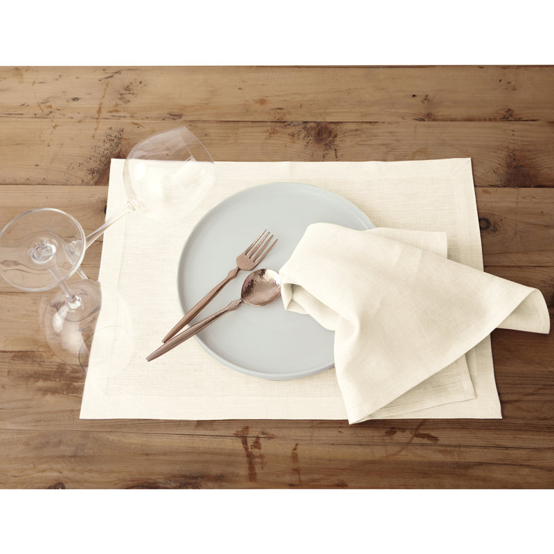 100% Pure Linen Dinner Napkins - Fete, Ivory