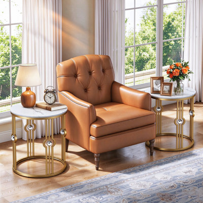 Modern Round 2-piece End Table Set