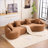 Sectional Sofas | Modern Curved 110" Modular Couch for Apartment &amp; Living Room |Chenille|Caramel